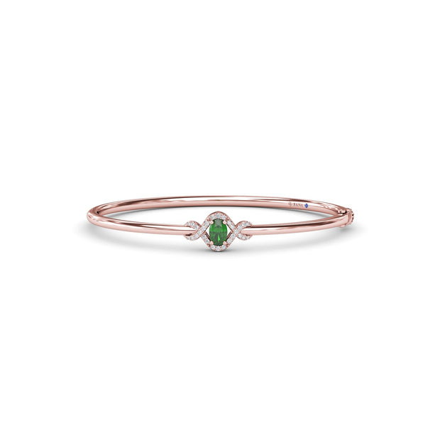 Love Knot Emerald and Diamond Bangle Bracelet