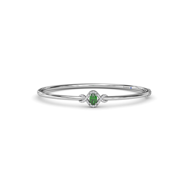 Love Knot Emerald and Diamond Bangle Bracelet