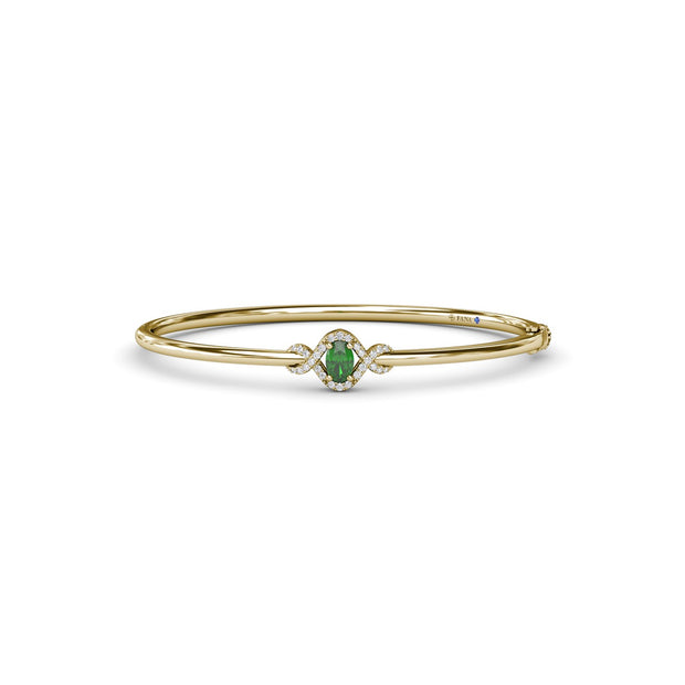 Love Knot Emerald and Diamond Bangle Bracelet