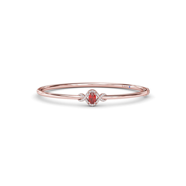 Love Knot Ruby and Diamond Bangle Bracelet