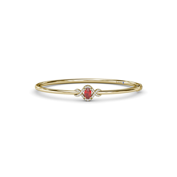 Love Knot Ruby and Diamond Bangle Bracelet