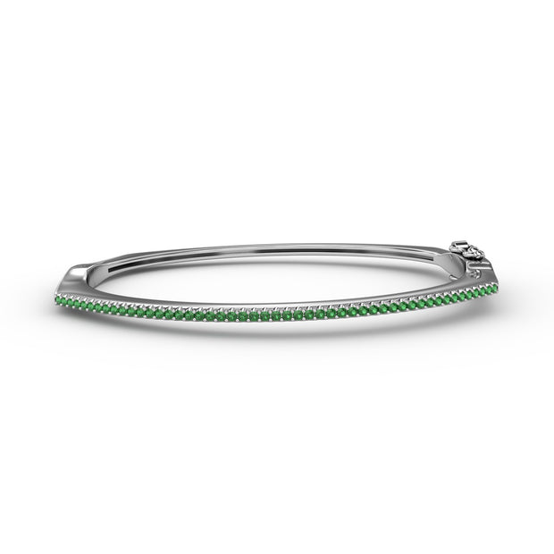 Cutting Edge Emerald And Diamond Bangle