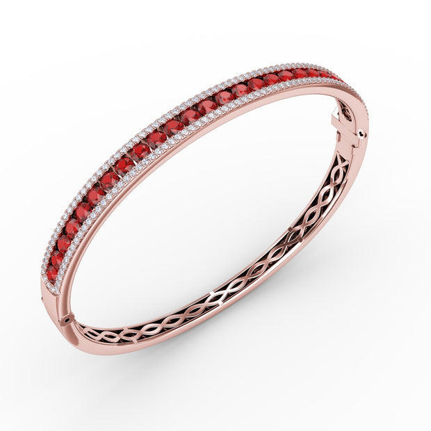 Ruby and Diamond Channel Set Bangle
