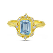 Blue Topaz & Diamond Ring
