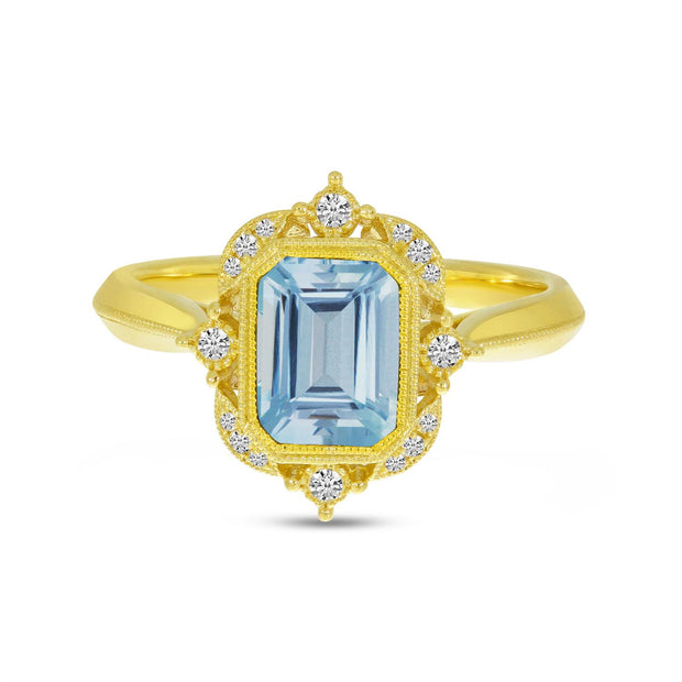 Blue Topaz & Diamond Ring