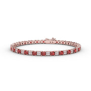 Alternating Ruby and Diamond Bracelet