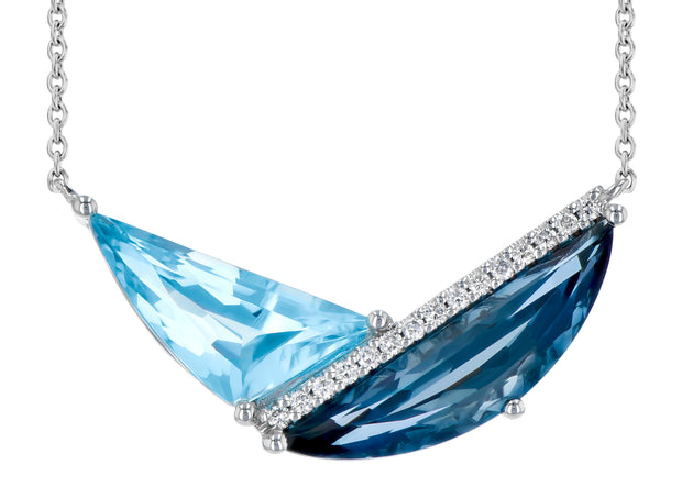 Blue Topaz & Diamond Necklace