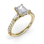 Emerald Cut and Tapered Baguette Engagement Ring