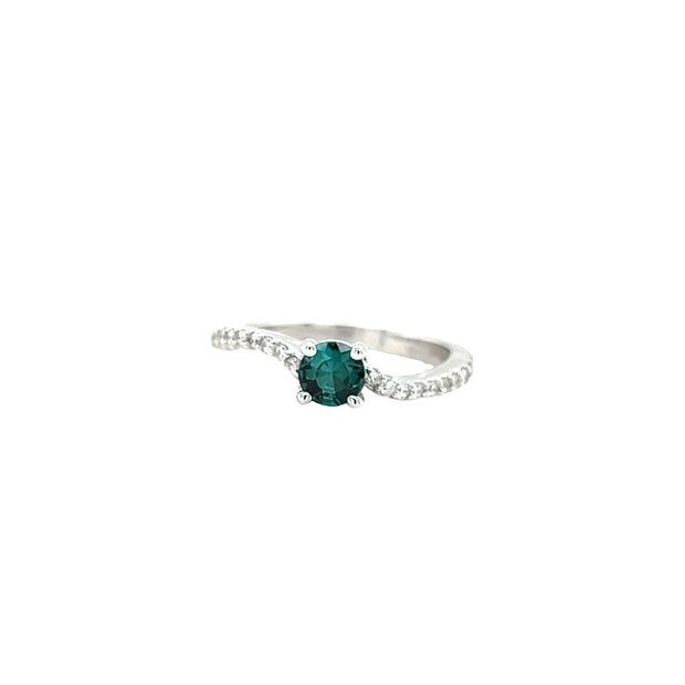 Tourmaline and Diamond Wave Ring