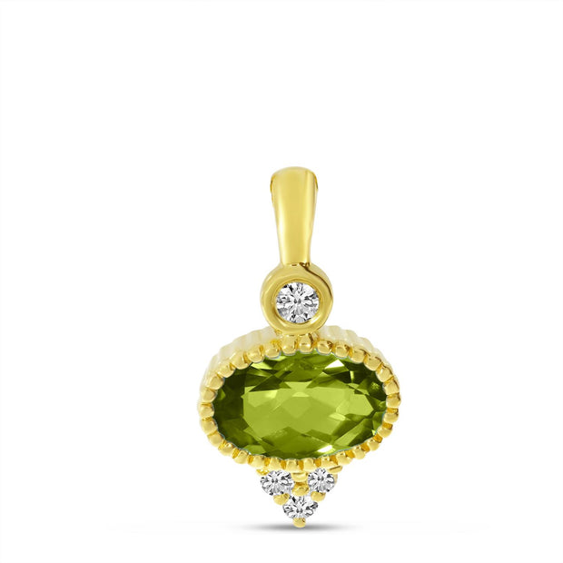 Oval Peridot with Diamond Accent Pendant