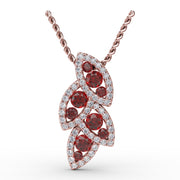 Glam Galore Ruby and Diamond Leaf Pendant