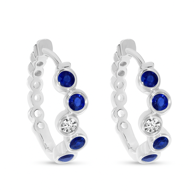 Dainty Sapphire & Diamond Hoops