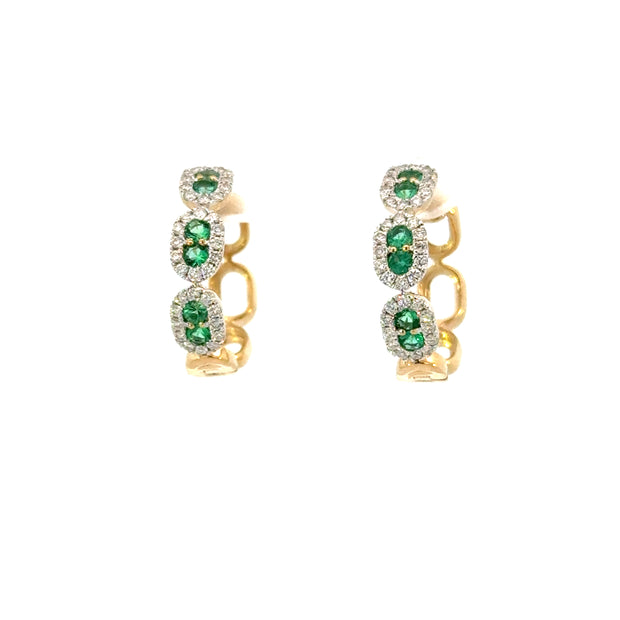 Emerald & Diamond Hoops