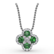 Flower Emerald and Diamond Pendant