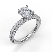 Diamond-Encrusted Engagement Ring with Oval Center Stone