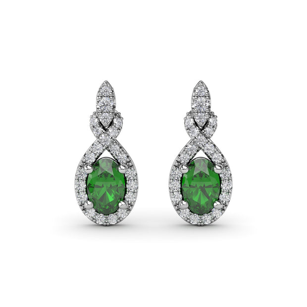 Love Knot Emerald and Diamond Earrings