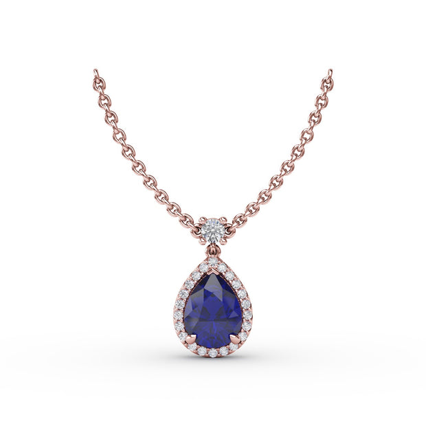 Sapphire and Diamond Teardrop Necklace