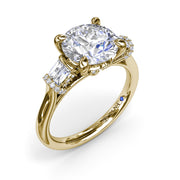 Double Baguette Diamond Engagement Ring