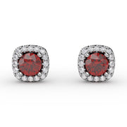Cushion Cut Ruby Stud Earrings