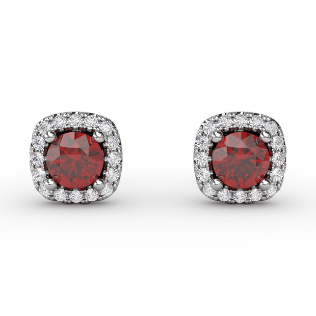 Cushion Cut Ruby Stud Earrings