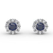 Shared Prong Sapphire and Diamond Stud Earrings