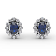 Halo Sapphire and Diamond Stud Earrings