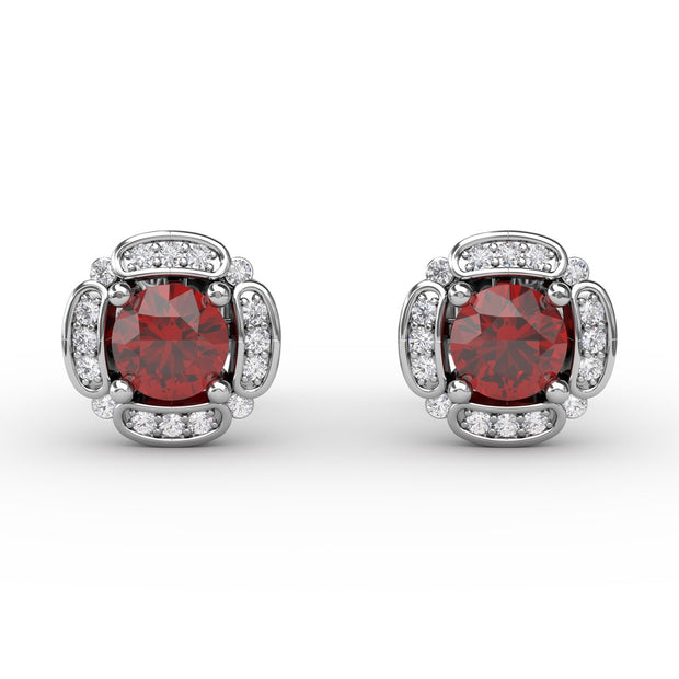 Vintage Channel Setting Stud Earrings