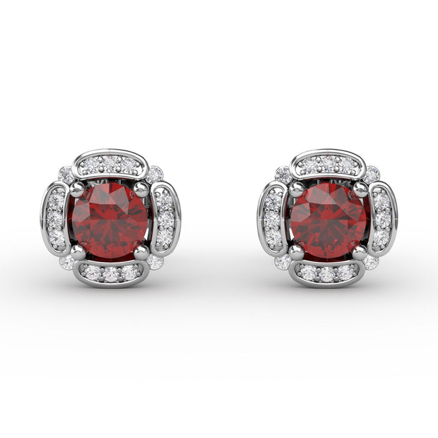 Vintage Channel Setting Stud Earrings