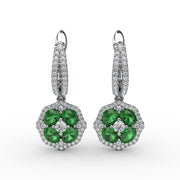 Steal The Spotlight Emerald and Diamond Cluster Drop Earrings