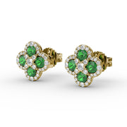 Endless Bliss Emerald and Diamond Cluster Studs