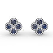 Endless Bliss Sapphire and Diamond Cluster Studs