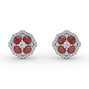 Striking Ruby and Diamond Stud Earrings
