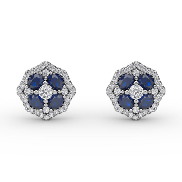 Striking Sapphire and Diamond Stud Earrings