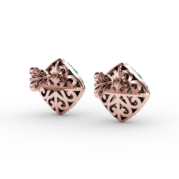 Large Pavé Emerald and Diamond Studs