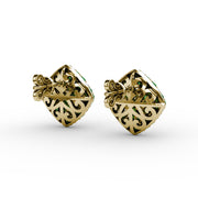 Large Pavé Emerald and Diamond Studs