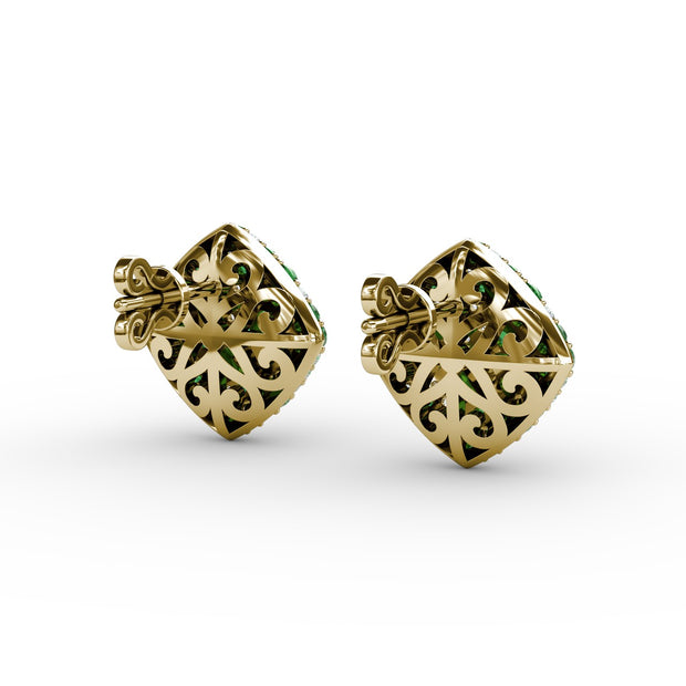 Large Pavé Emerald and Diamond Studs