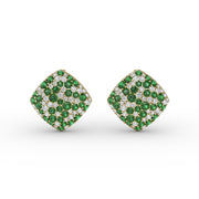 Large Pavé Emerald and Diamond Studs