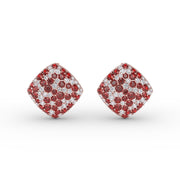 Large Pavé Ruby and Diamond Studs