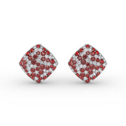 Large Pavé Ruby and Diamond Studs