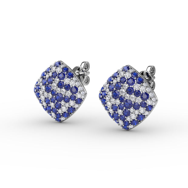 Large Pavé Sapphire and Diamond Studs