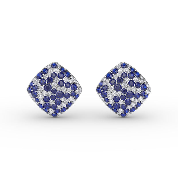 Large Pavé Sapphire and Diamond Studs