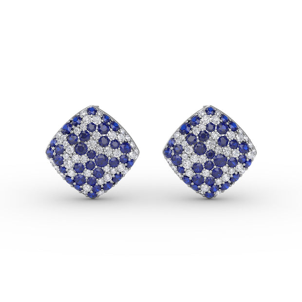 Large Pavé Sapphire and Diamond Studs