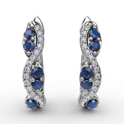 Sapphire And Diamond Swirl Hoops