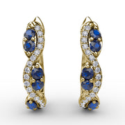 Sapphire And Diamond Swirl Hoops