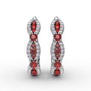 Vintage Ruby and Diamond Hoops