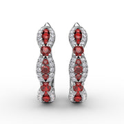 Vintage Ruby and Diamond Hoops