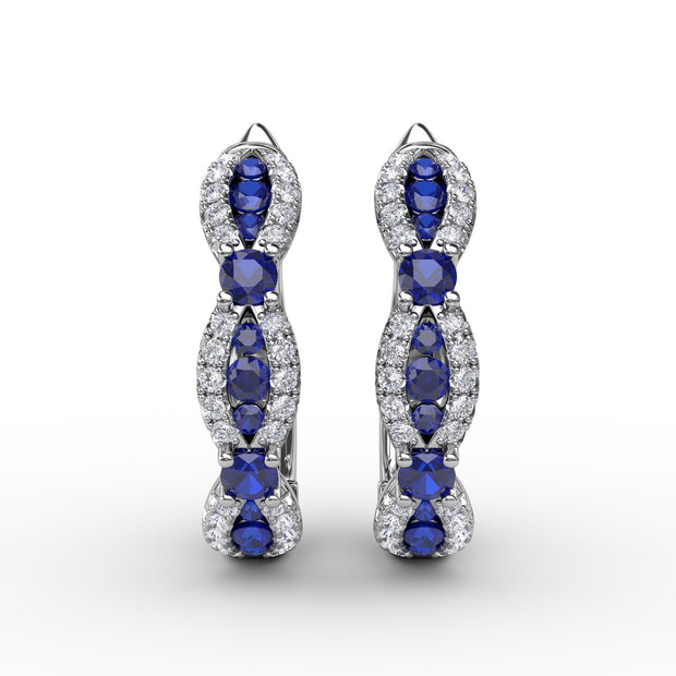 Vintage Sapphire and Diamond Hoops