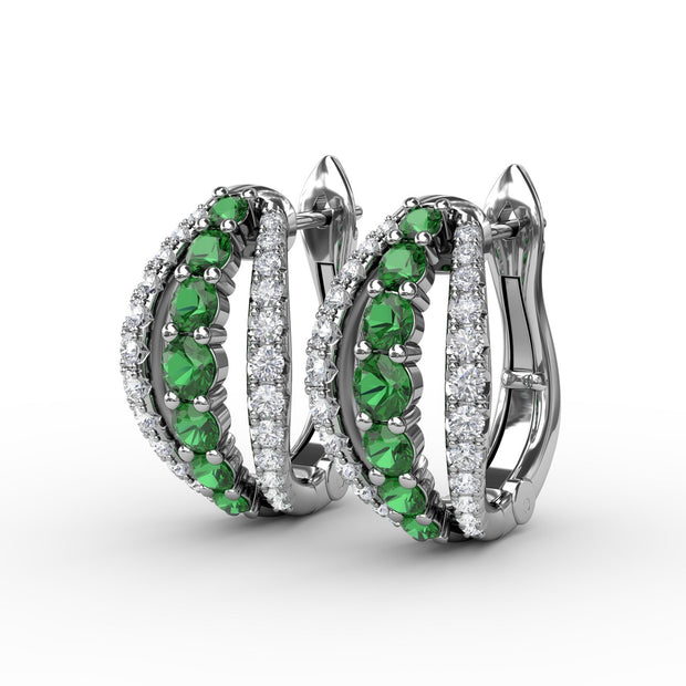 Emerald and Diamond Hoop Earrings