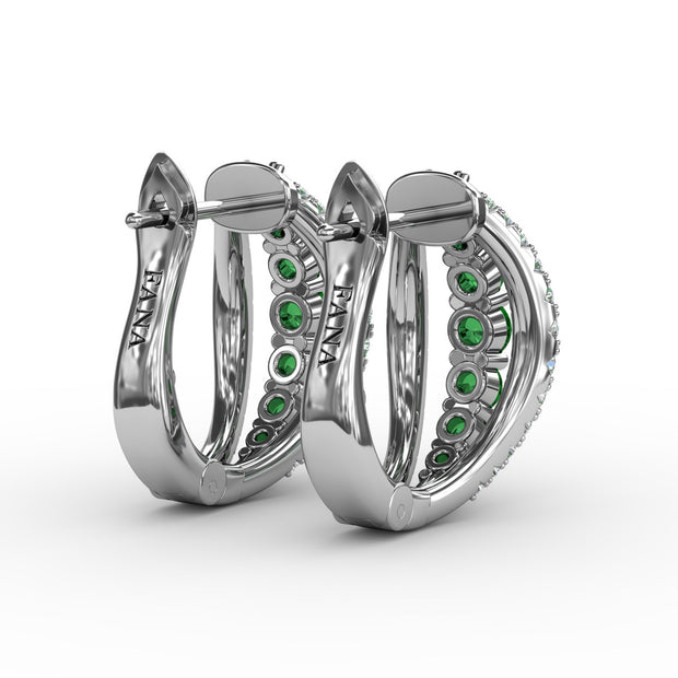 Emerald and Diamond Hoop Earrings