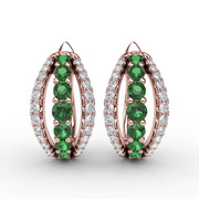 Emerald and Diamond Hoop Earrings